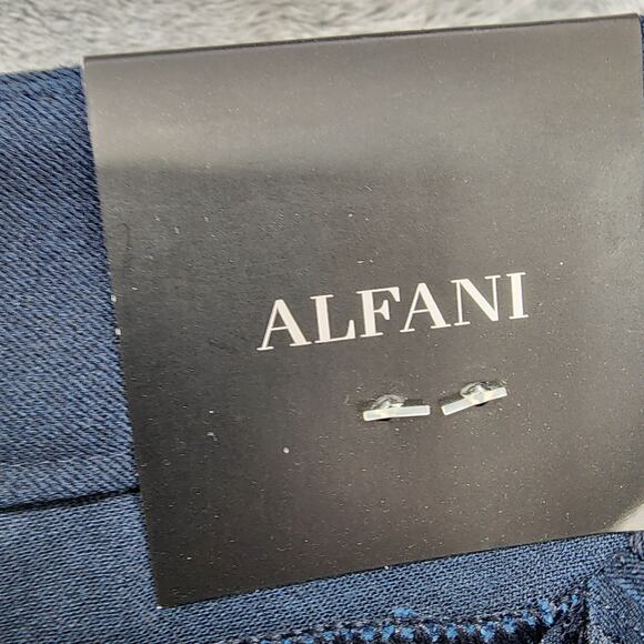 NEW Alfani Pants Womens 14 PETITE Blue Pull On Slim Leg Front Seam Zip Pockets - Picture 4 of 13